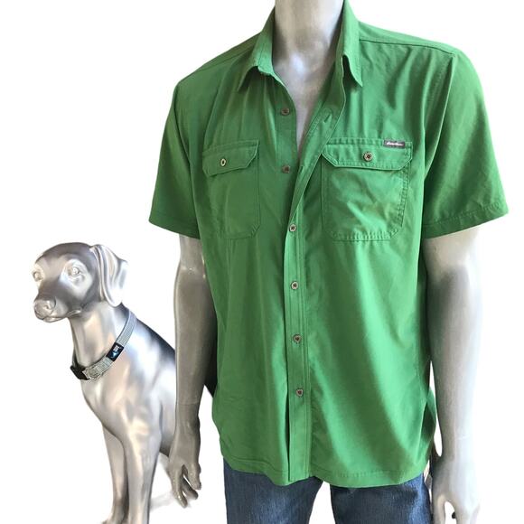 Eddie Bauer Green Button Down Short Sleeve Shirt Men's Size Large - Picture 1 of 7